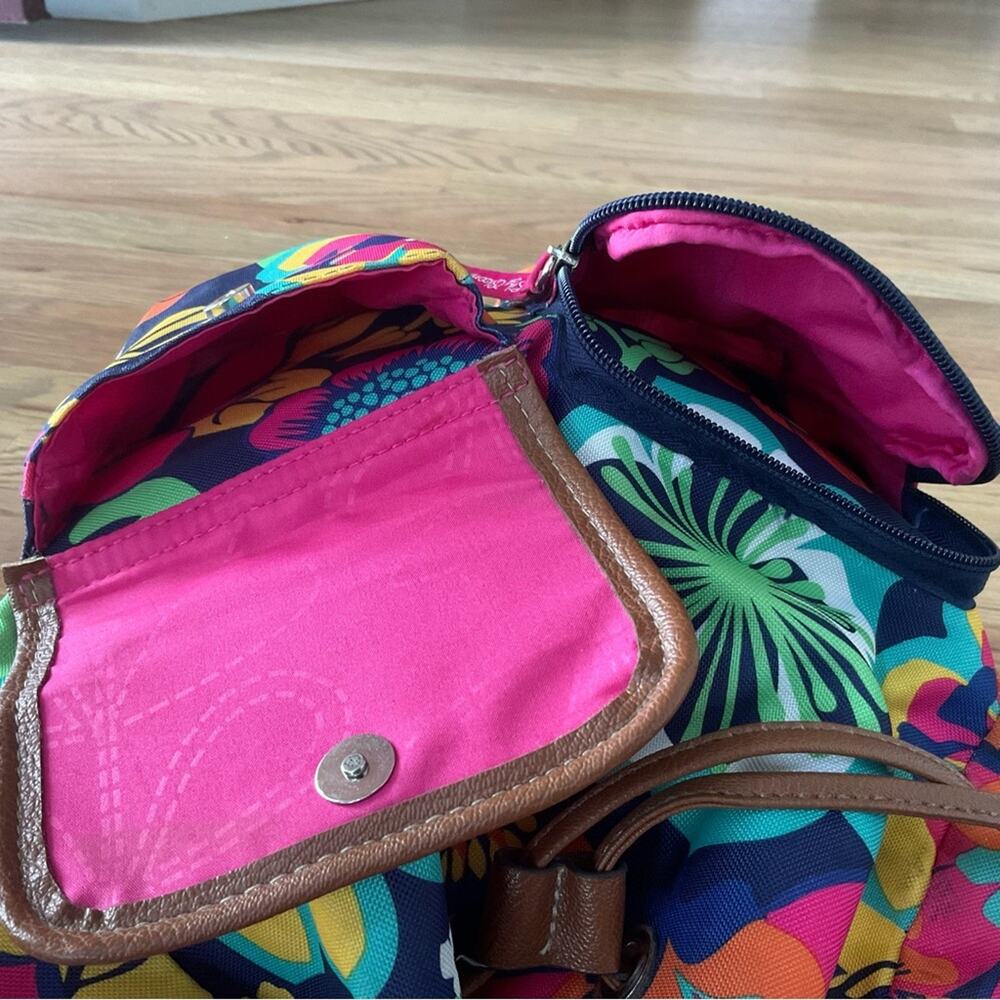 Lily Bloom Vibrant Flower Backpack Eco Friendly Drawstring Travel School Bag - Picture 11 of 12